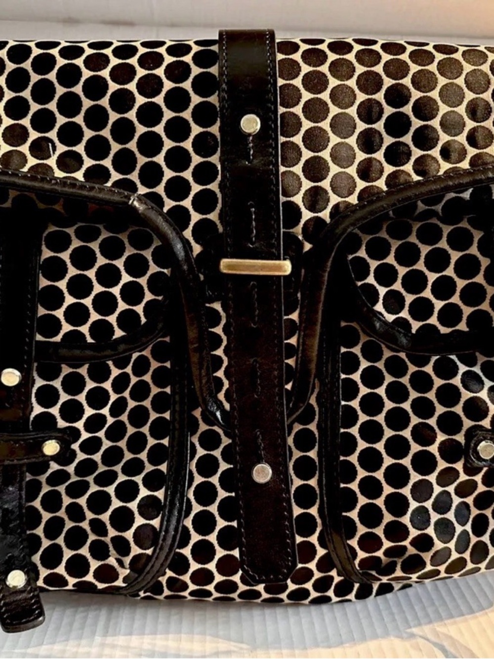 MiaBossi New  Travel Work or Diaper bagwith Black Leather Trim